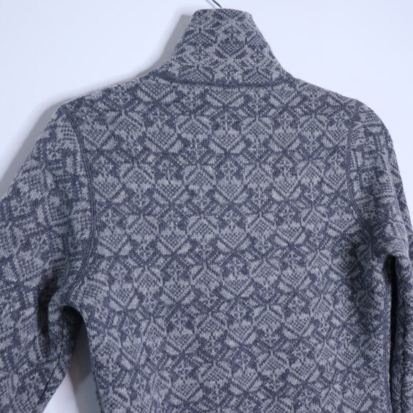 FJALLRAVEN Snow Wool Cardigan Grey Jacquard Full Zip Long Sleeve Women's XS - Picture 6 of 12